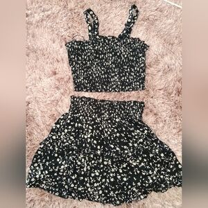 Japna Black Floral Two-Piece Sundress Set